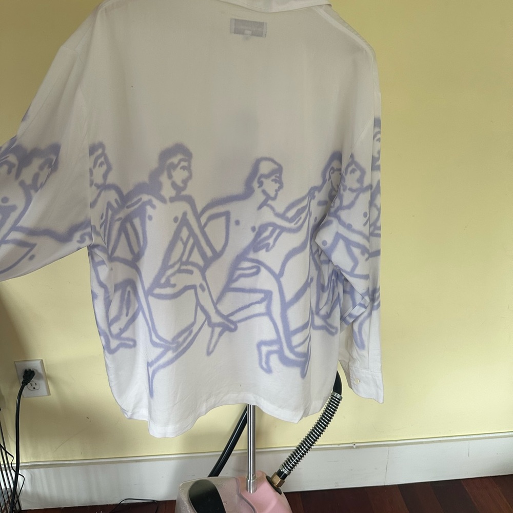 Artistic White and Purple Men's Shirt